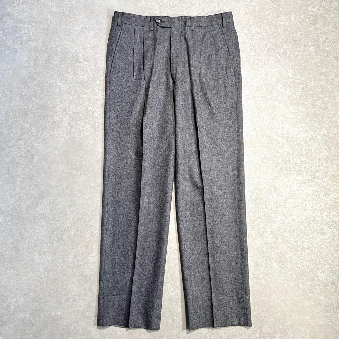 【美品】パルジレリ×グアベロ カシミヤ混フランネル スラックスパンツ グレー46