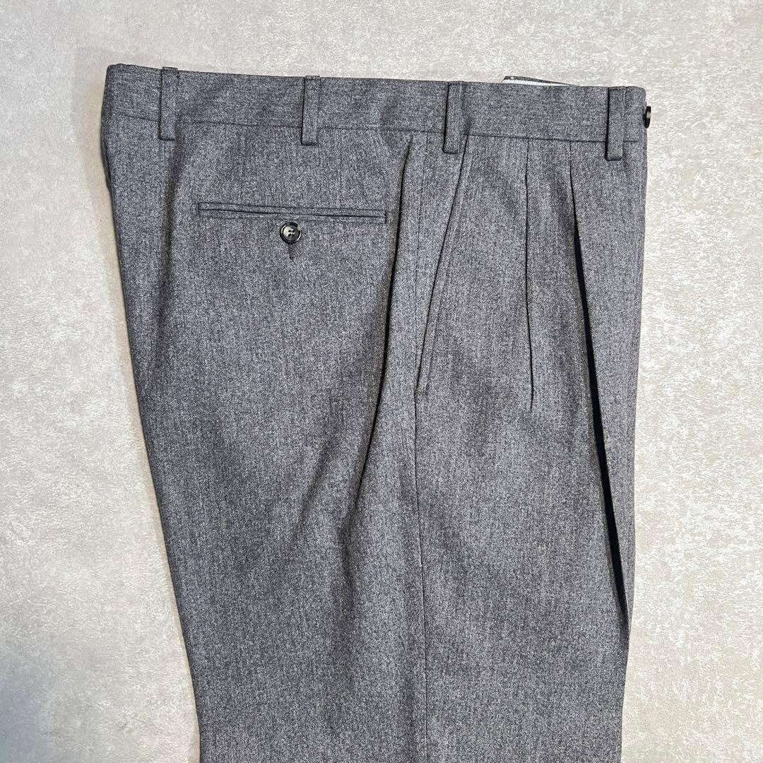 【美品】パルジレリ×グアベロ カシミヤ混フランネル スラックスパンツ グレー46