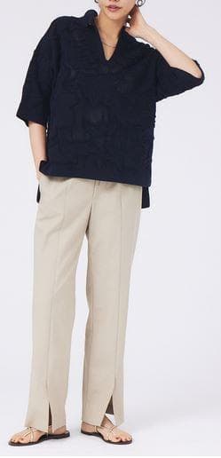 【試着のみ】boussole×qualite★レースジャガートポロ襟ニット