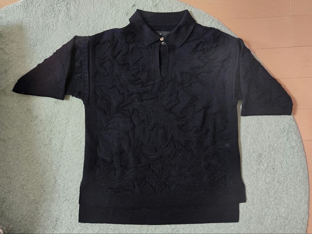 【試着のみ】boussole×qualite★レースジャガートポロ襟ニット