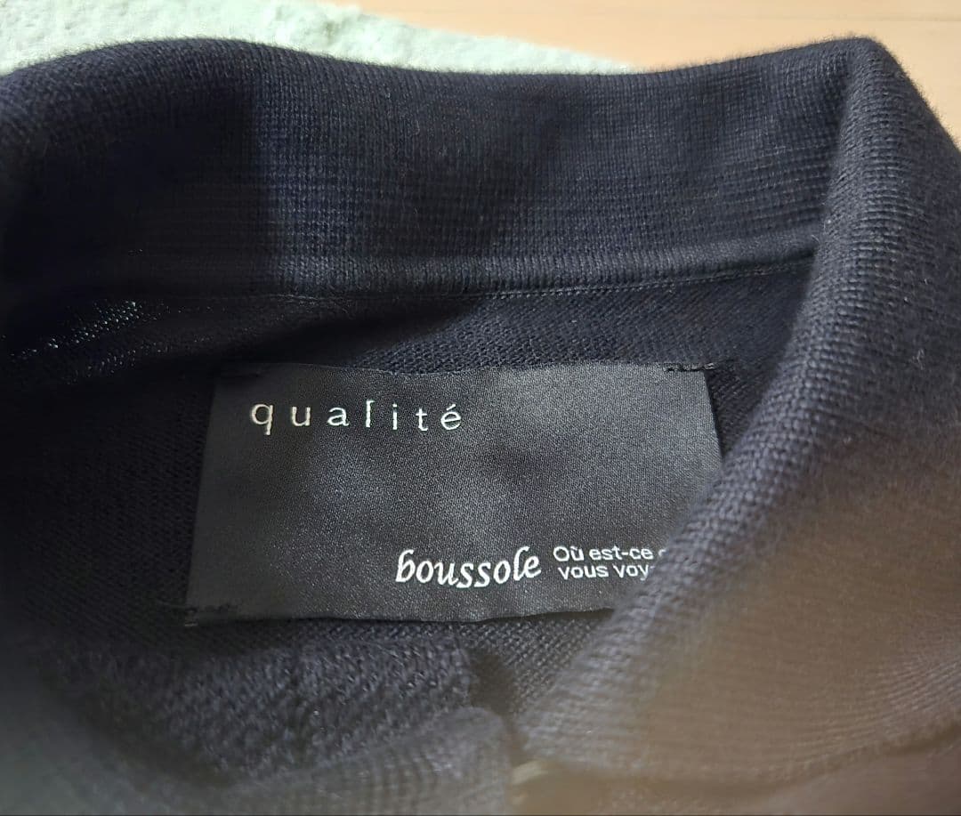 【試着のみ】boussole×qualite★レースジャガートポロ襟ニット