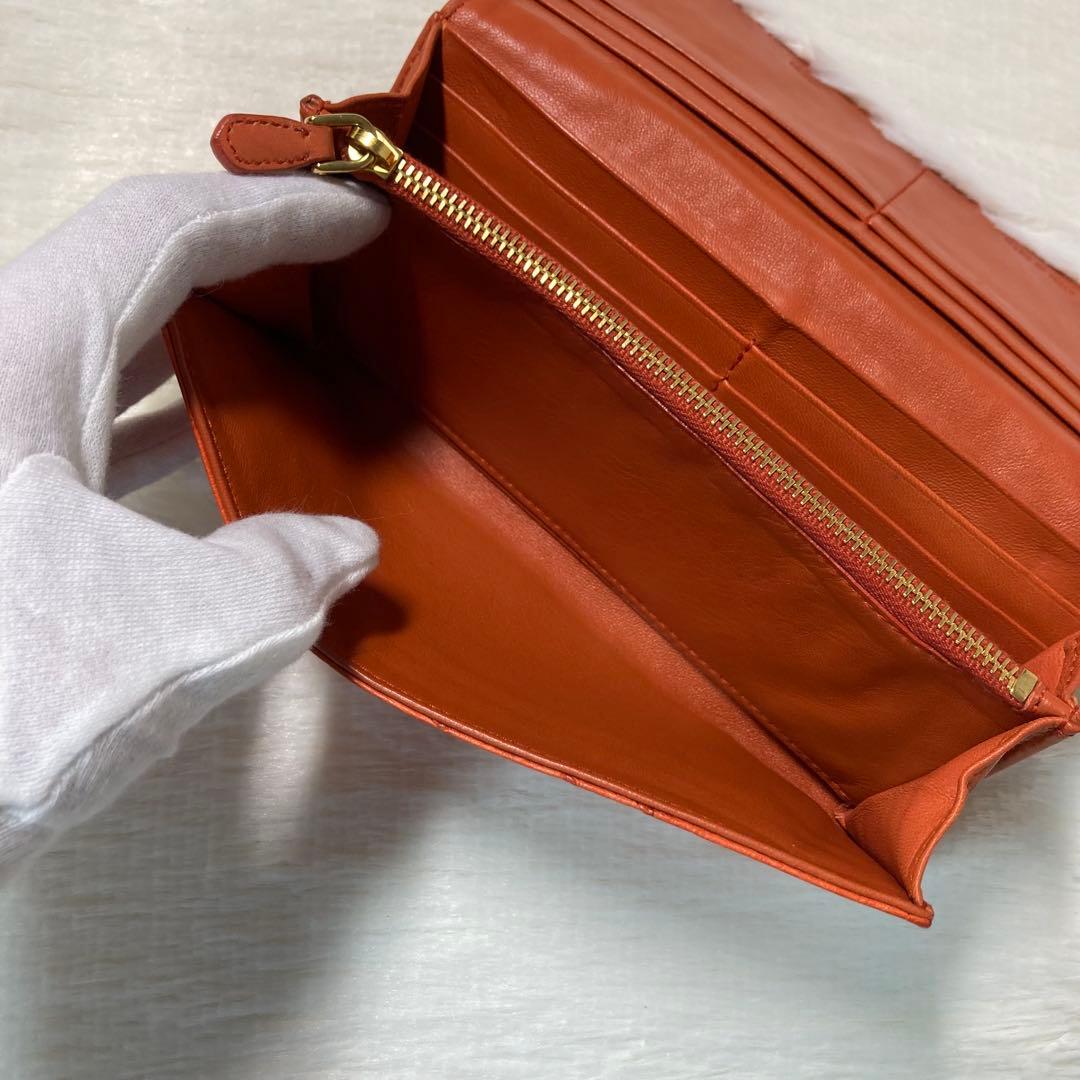 希少　美品　PRADA プラダ　長財布　オレンジ　ダチョウ革　Struzzo 橙