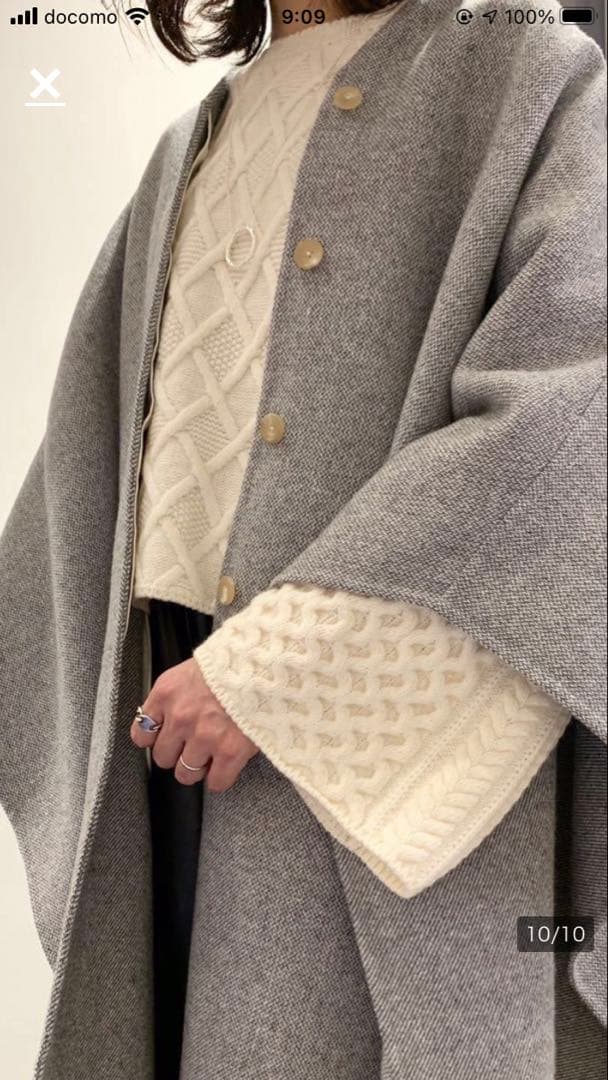 美品　BACCA TOMORROWLAND ケープ　マント　霜降りグレー