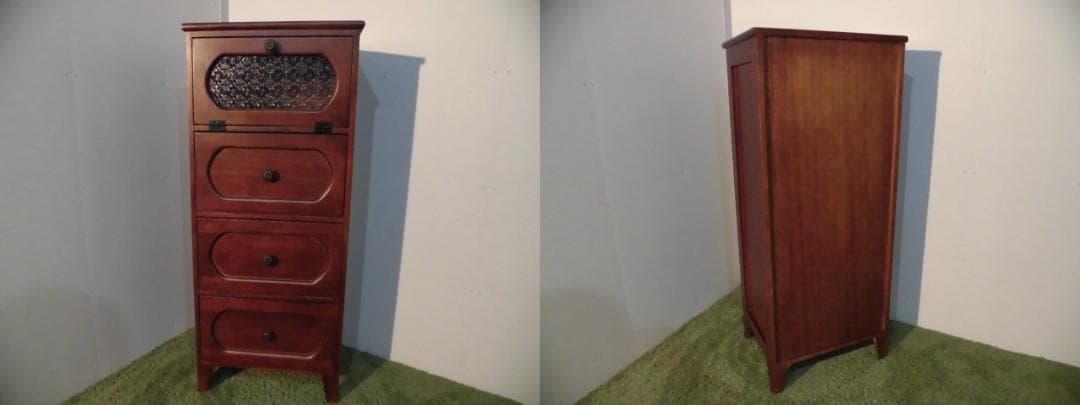 アウトレット全国一律送料無料【桐】★レトロモダン天然木チェスト4段【ブラウン】