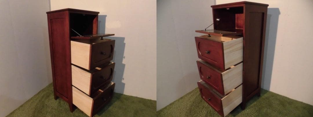 アウトレット全国一律送料無料【桐】★レトロモダン天然木チェスト4段【ブラウン】