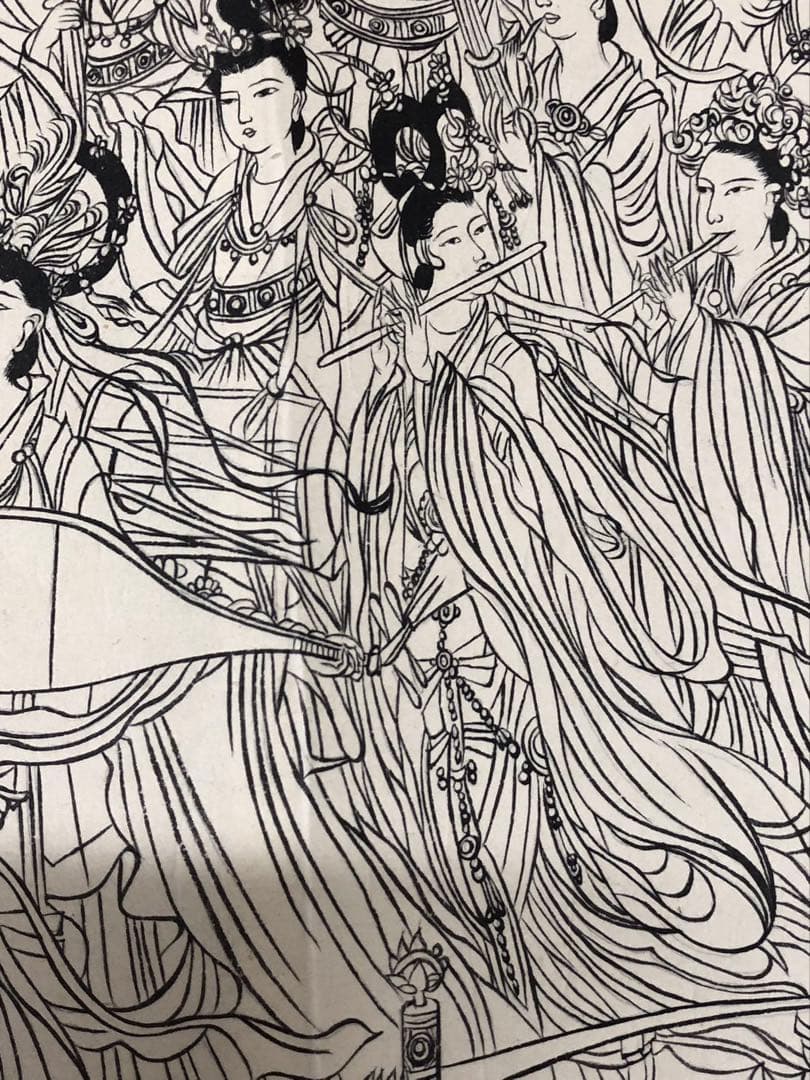 中国美術 佛画 巻物 傅香 絵［八十七仙人図］紙本　肉筆　32！