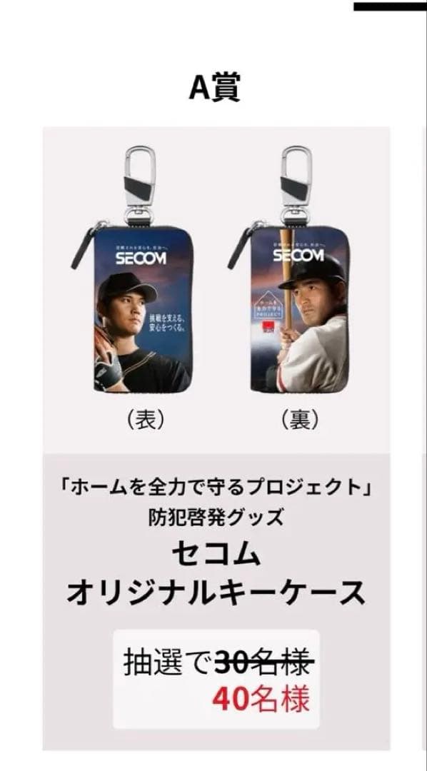 激レア！！大谷翔平　SECOM 野球選手　キーケース　6連　キーホルダー