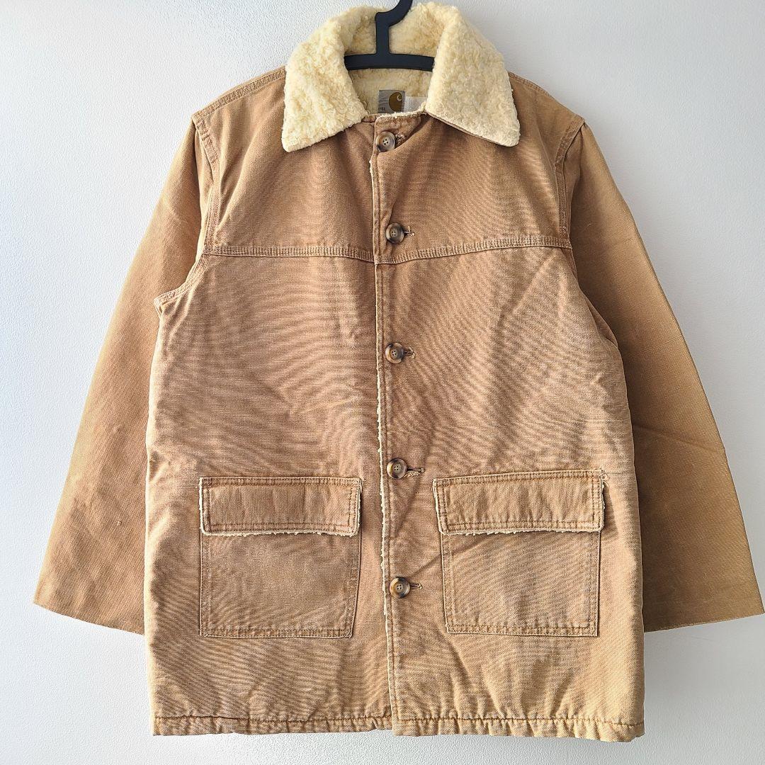 70'sカーハート裏ボアカバーオールダッグジャケットヴィンテージベージュ大きい
