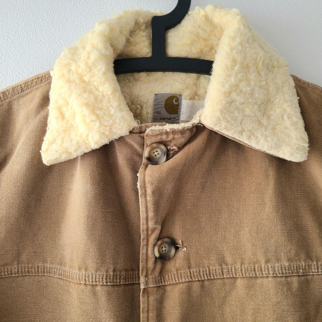 70'sカーハート裏ボアカバーオールダッグジャケットヴィンテージベージュ大きい