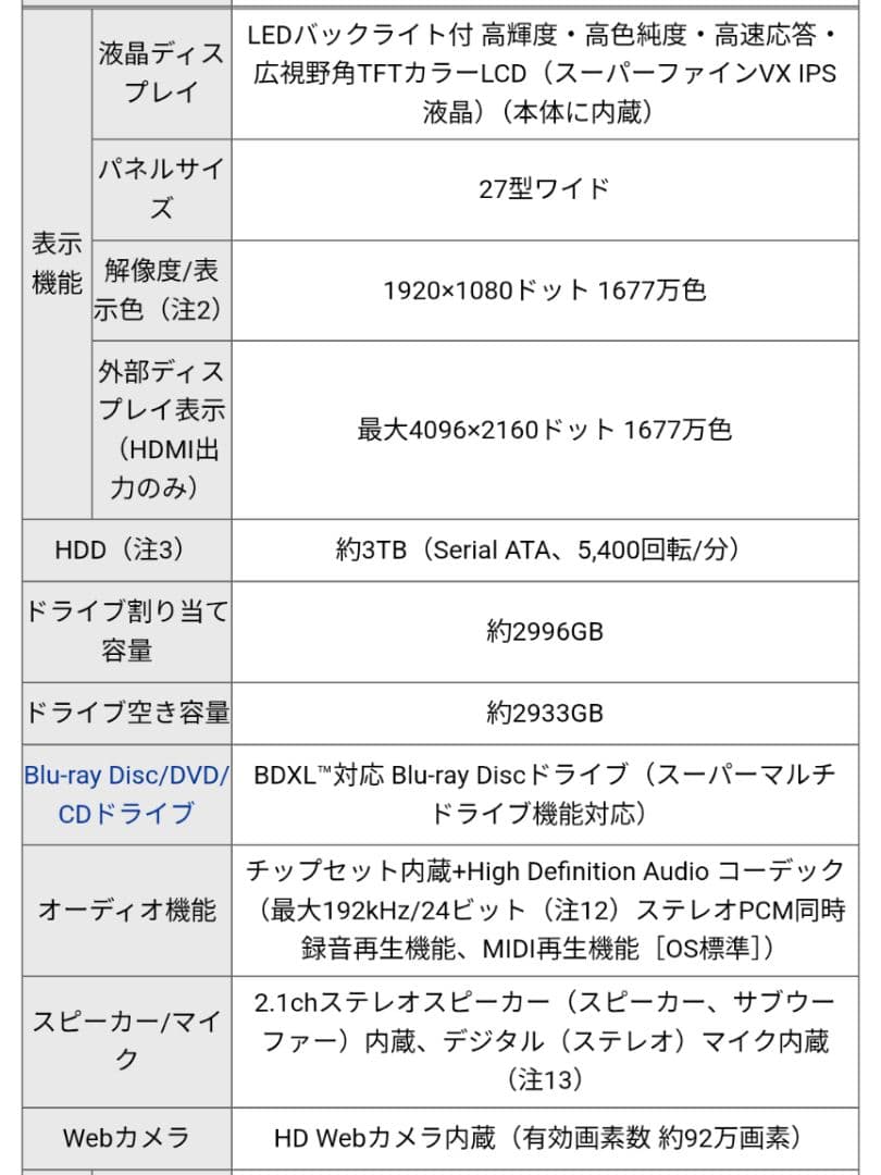 パソコン デスクトップPC ESPRIMO FMVF93B2BZ