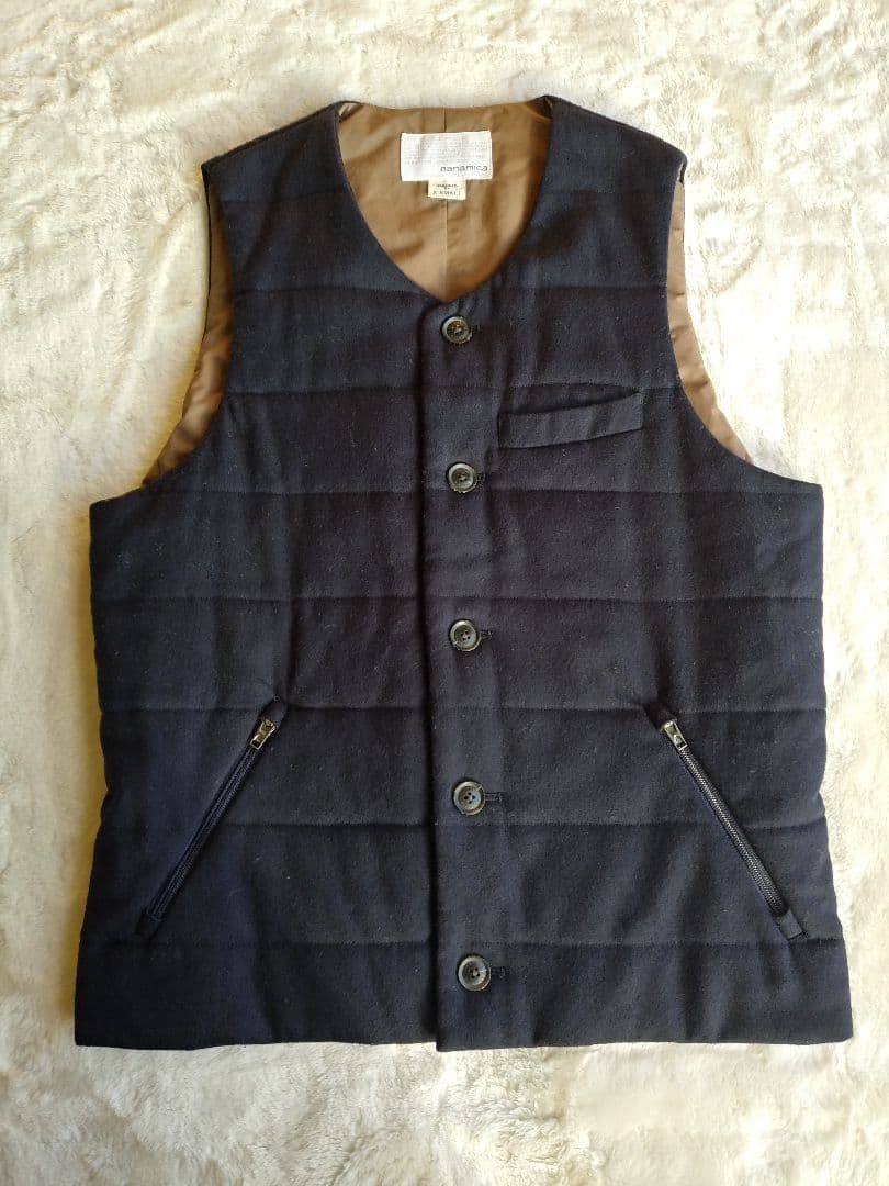 ナナミカ　プリマロフト　ウールベスト　sizeXS　ネイビー　オンオフ着用可