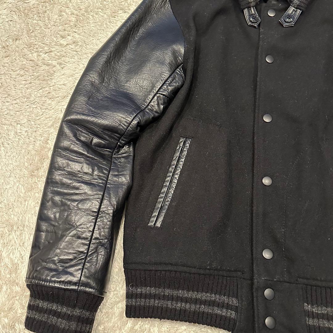 ビームス　スタジャン　袖レザー　メンズ　サイズM 切替　牛革　本革　ドンキー