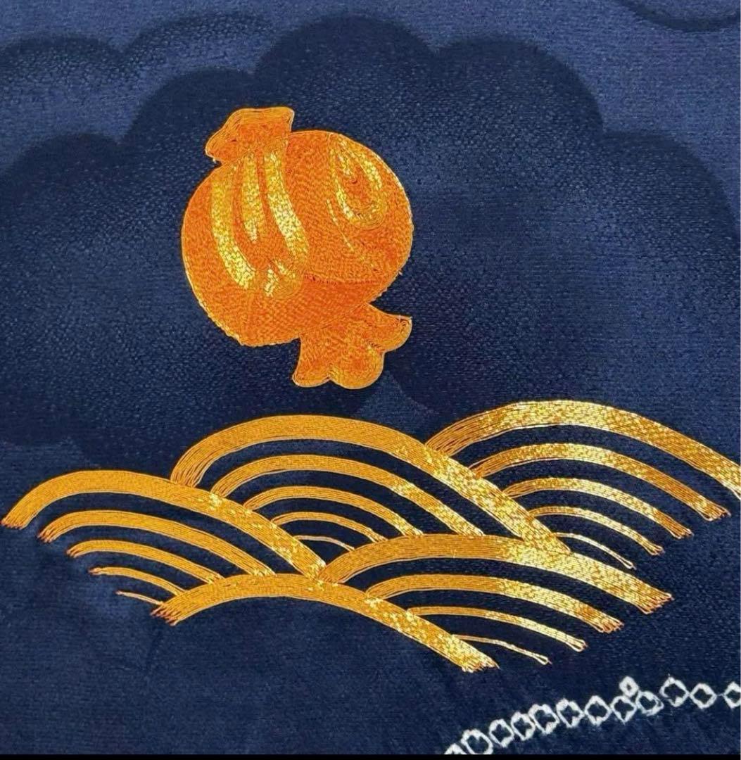 《手刺繍　手縫い　絞り》高級お宮参り着 男の子「宝船」模様（しつけ付）