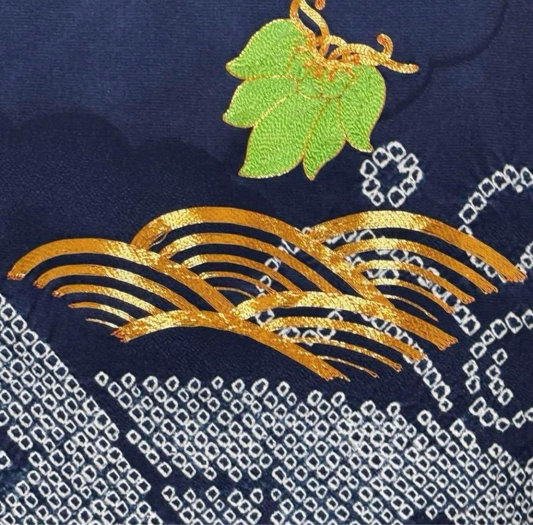 《手刺繍　手縫い　絞り》高級お宮参り着 男の子「宝船」模様（しつけ付）