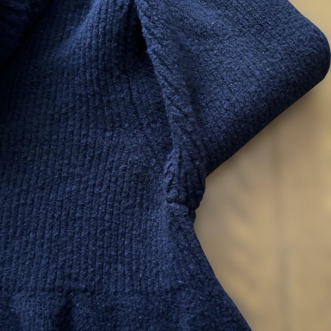 45R ネイビー ハイネック ニットワンピース