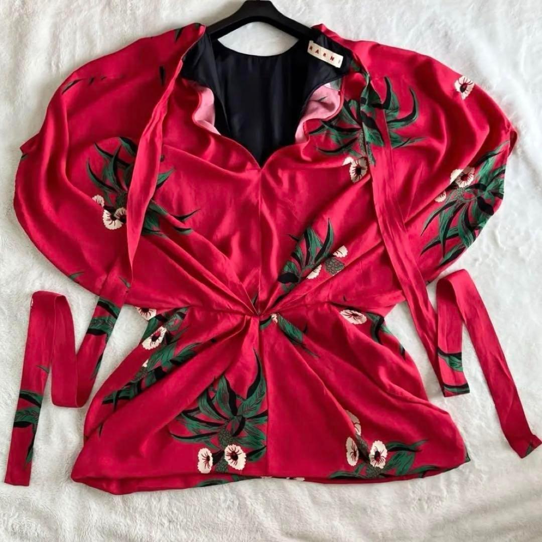 マルニ レーヨン シルク ドルマンスリーブワンピース 40 ピンク