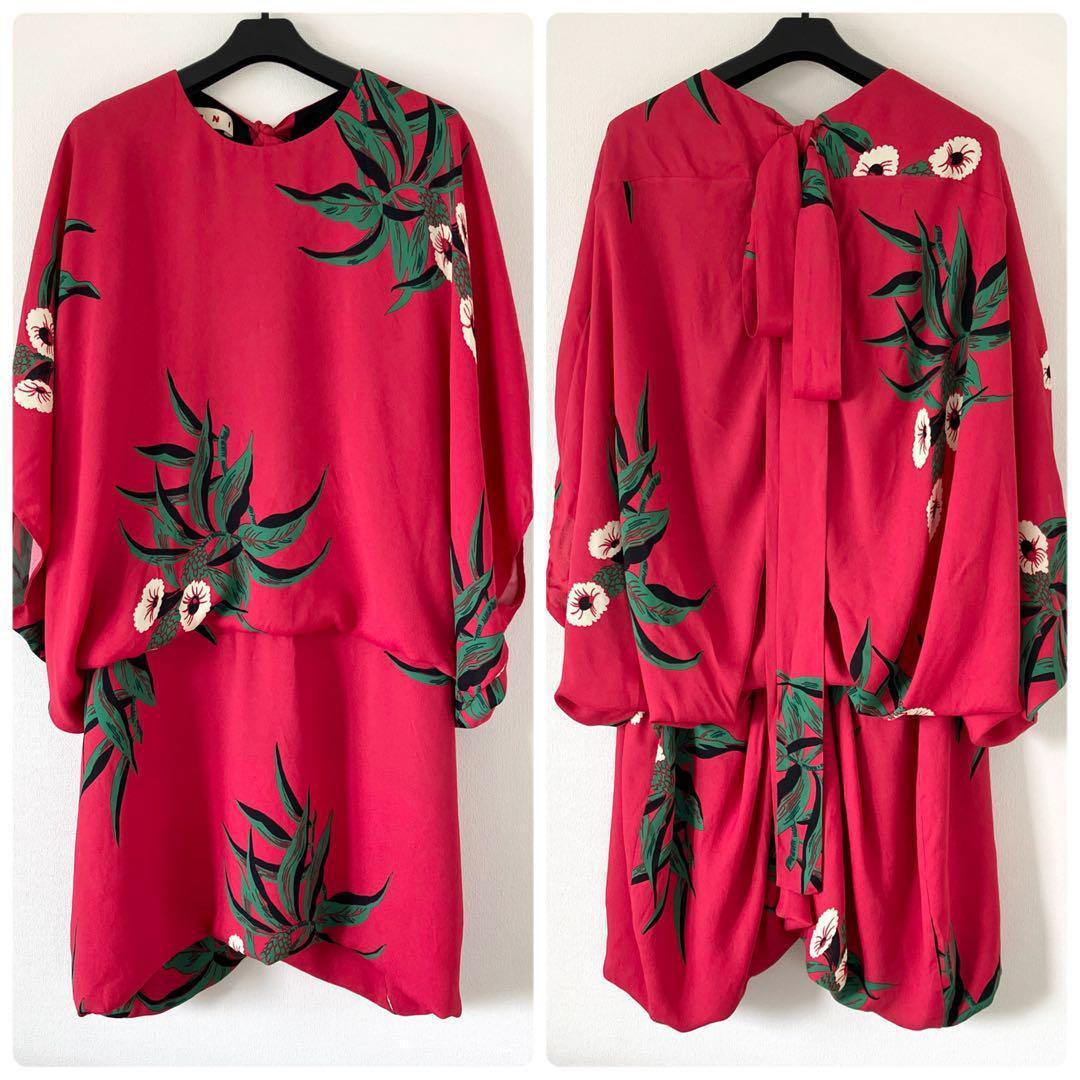 マルニ レーヨン シルク ドルマンスリーブワンピース 40 ピンク