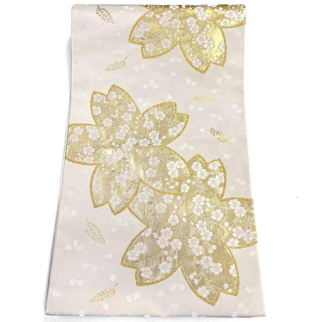 未着用　桜花模様　枝垂れ桜　金糸　袋帯　着物　032a p