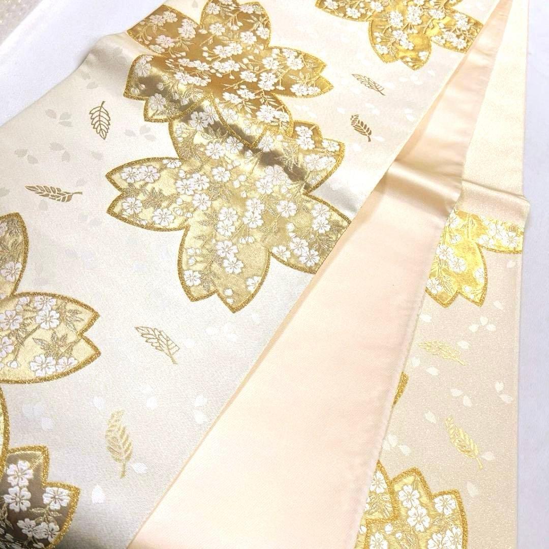 未着用　桜花模様　枝垂れ桜　金糸　袋帯　着物　032a p