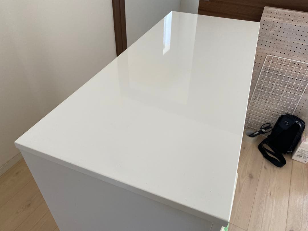 ホワイト ガラス扉付きレンジ台