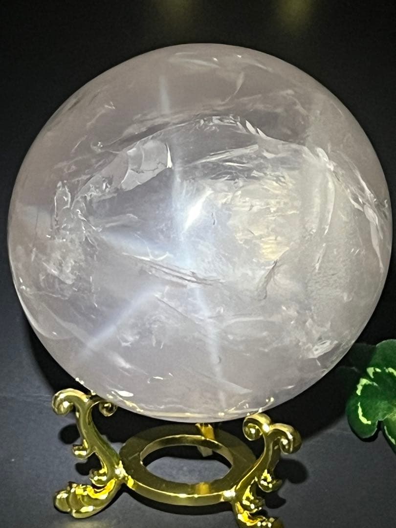 天然石　スターローズクォーツスフィア　大玉約7.7センチ　台座付き⭐️1915