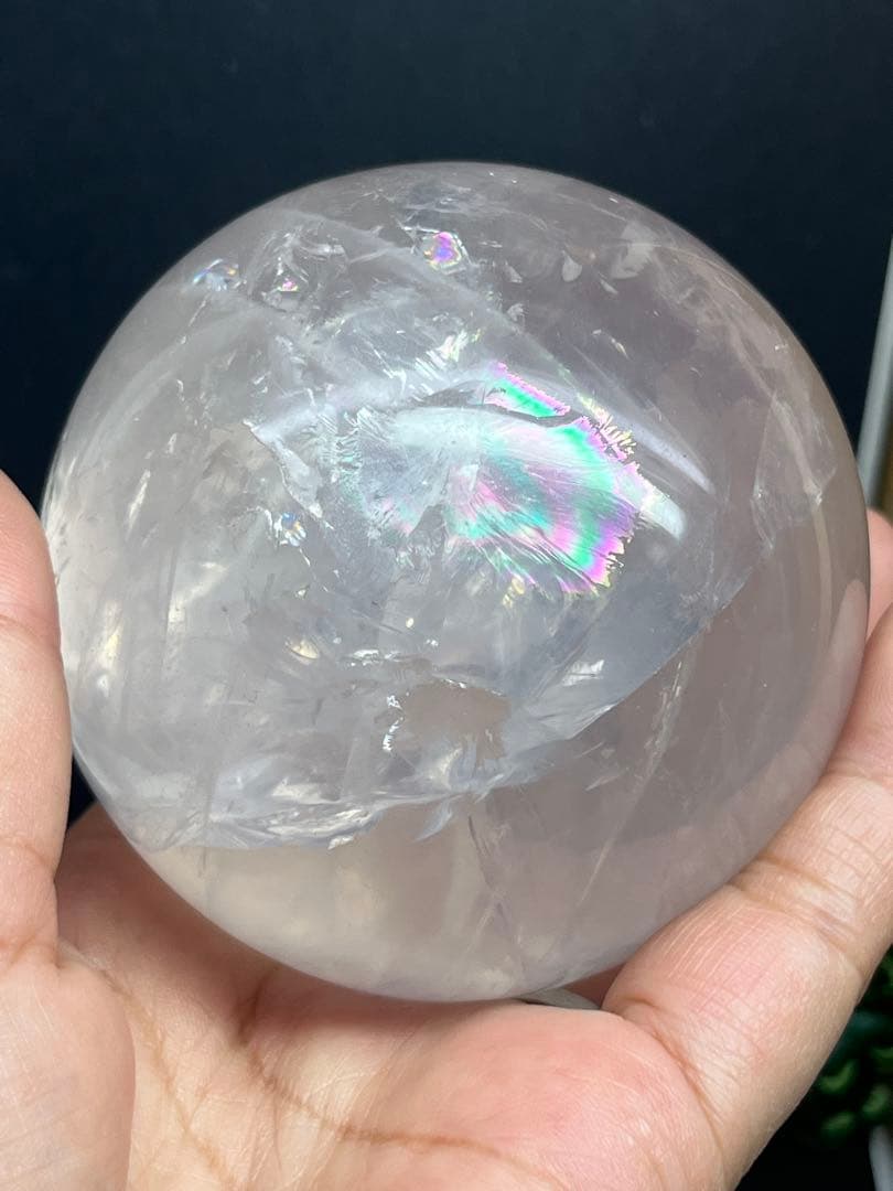天然石　スターローズクォーツスフィア　大玉約7.7センチ　台座付き⭐️1915