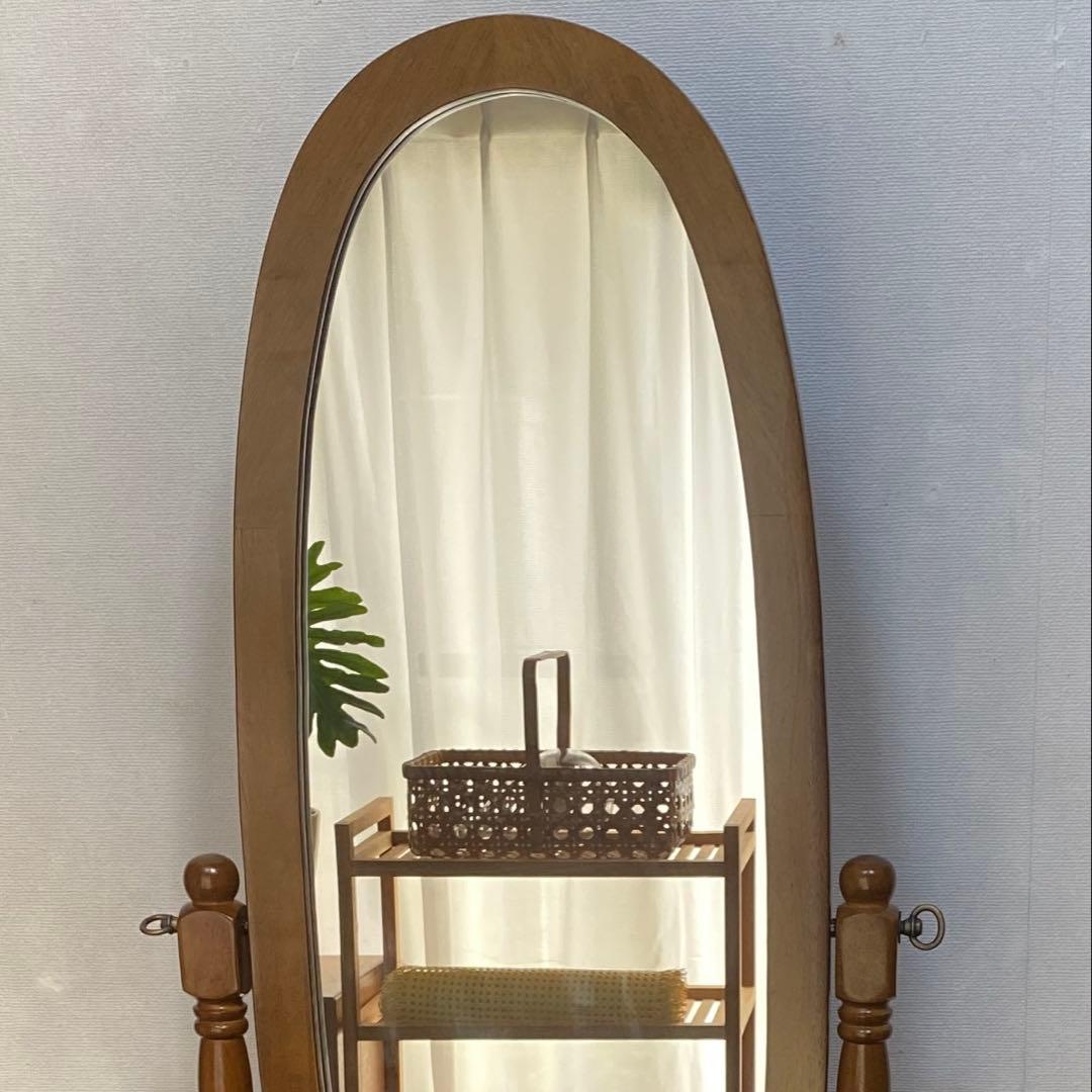 【新品/送料込み】クラシック 木製スタンドミラー 脚付き 姿見