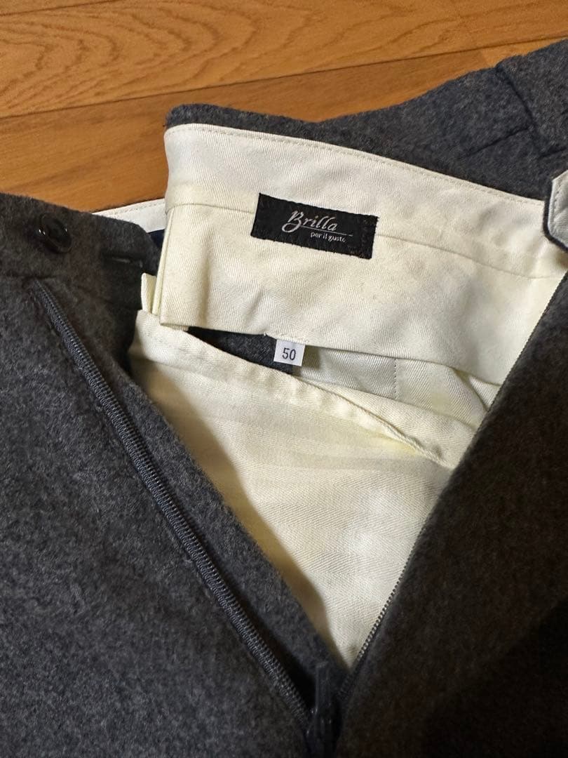 Brilla ブリッラ BEAMS フランネル スラックス グレー 50 新品
