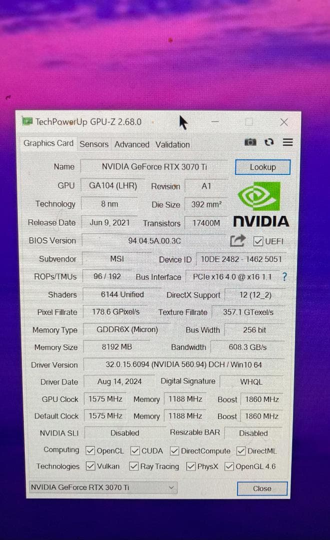 グラフィックボード・グラボ・ビデオカード MSI GeForce RTX 3070 Ti SUPRIM X 8GB