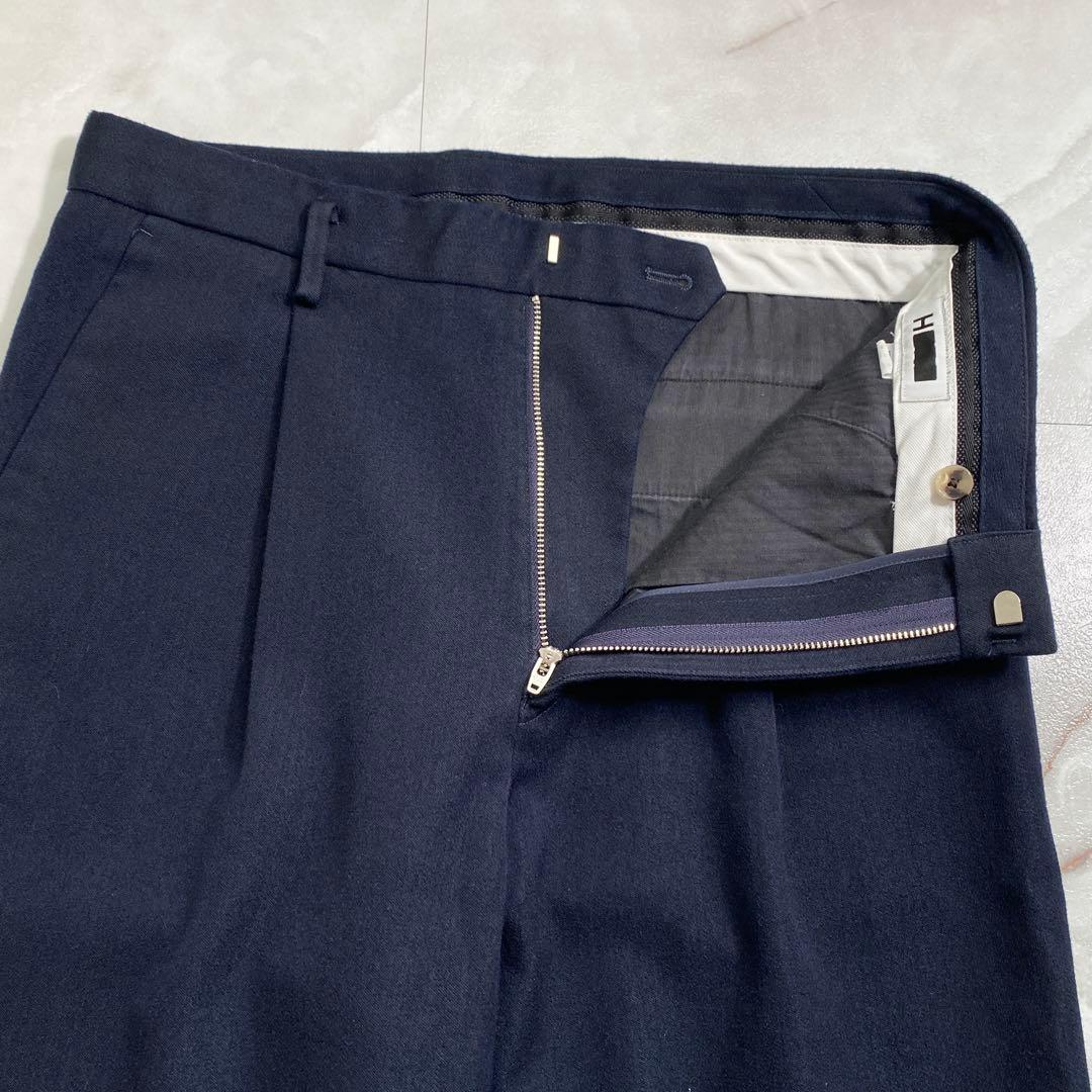 A18563 美品 Hビューティ&ユース ダブルクロスパンツ ネイビー M