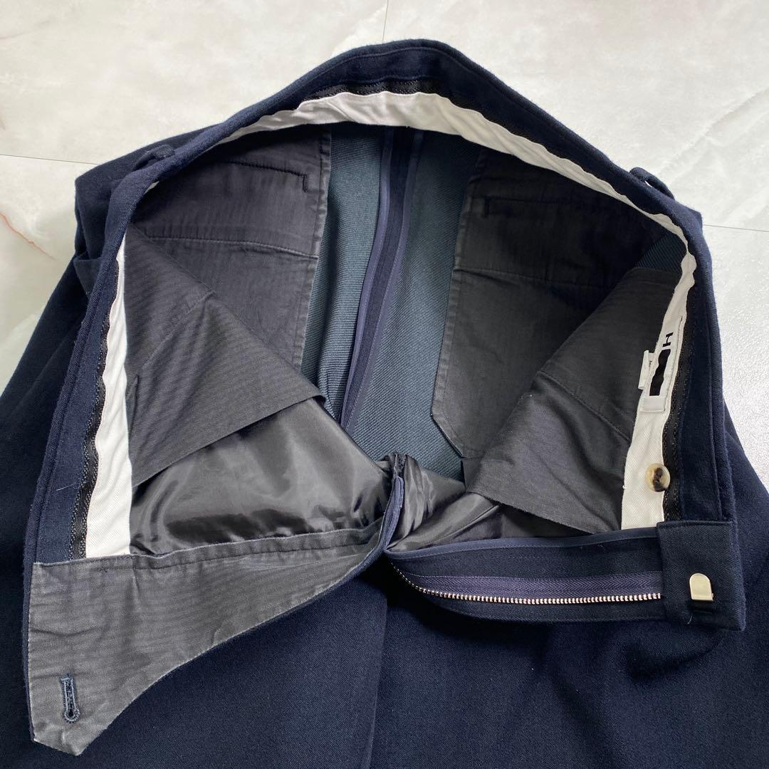 A18563 美品 Hビューティ&ユース ダブルクロスパンツ ネイビー M