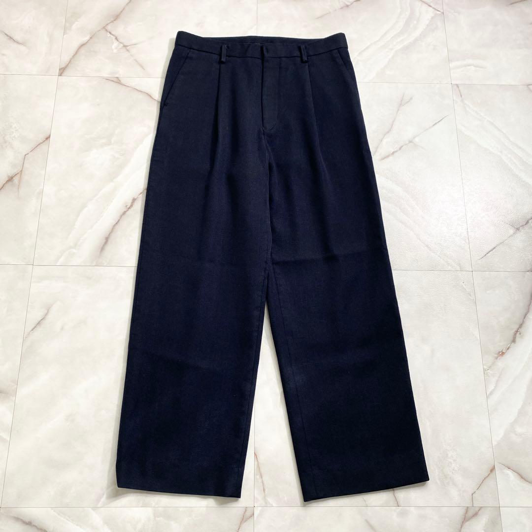 A18563 美品 Hビューティ&ユース ダブルクロスパンツ ネイビー M