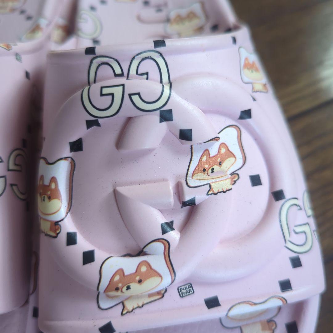 専用GUCCI犬イラスト ピンク スライドサンダル