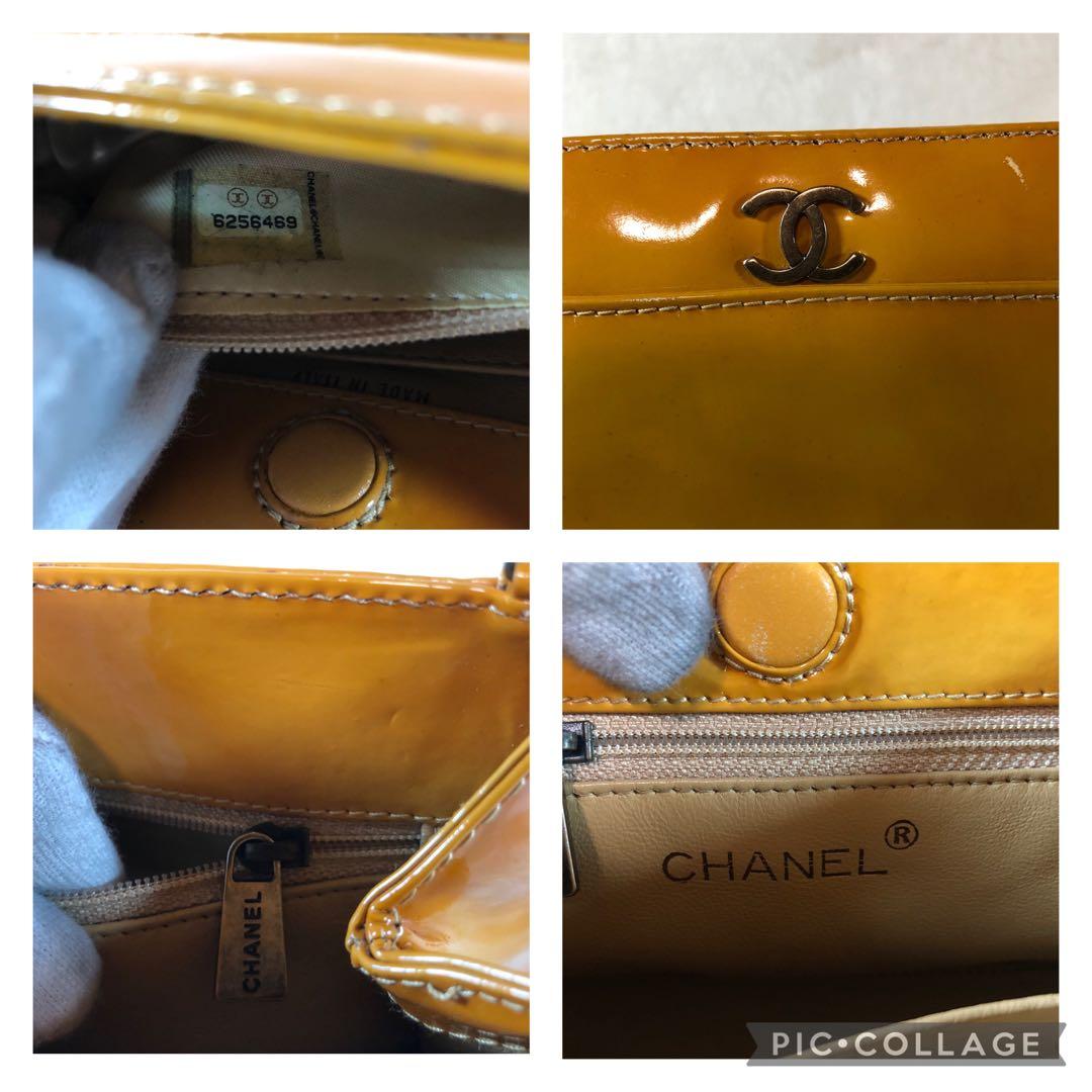 シャネル エナメル チェーンバッグ キャメル ココマーク ミニバッグ ハンド