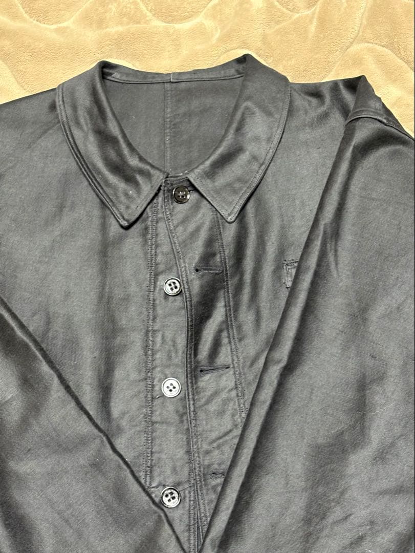 ブラックモールスキンジャケット フレンチヴィンテージ ユーロヴィンテージ