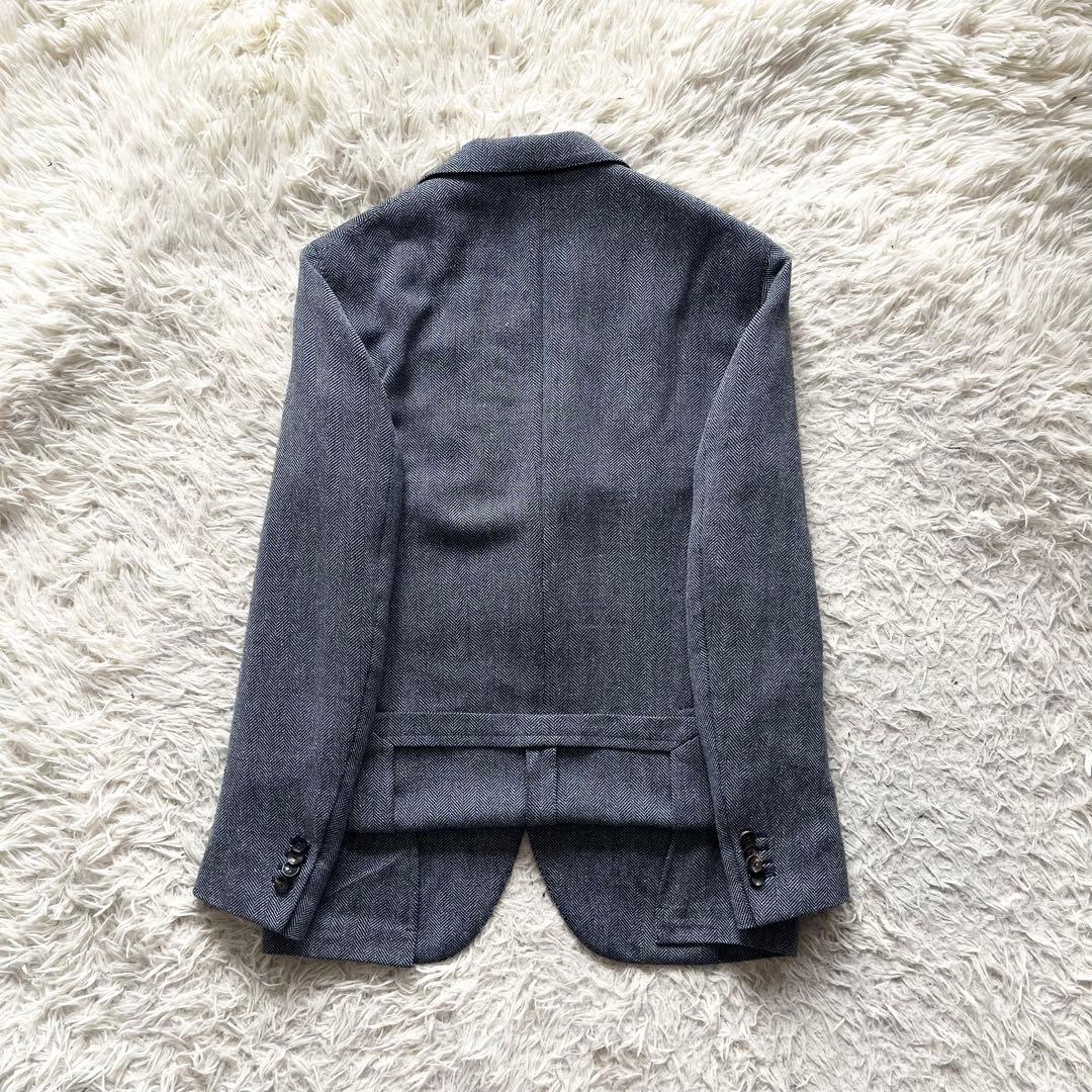 <美品>LARDINI 新ロゴ ネイビー ウール リネン シルク ジャケット48
