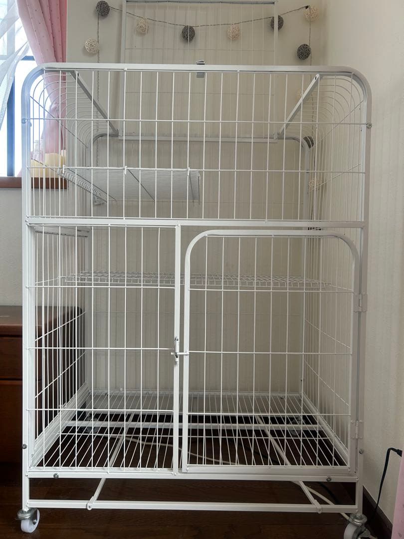 キャットケージ 3段タイプ 78cm キャスター付き　ホワイトカラー