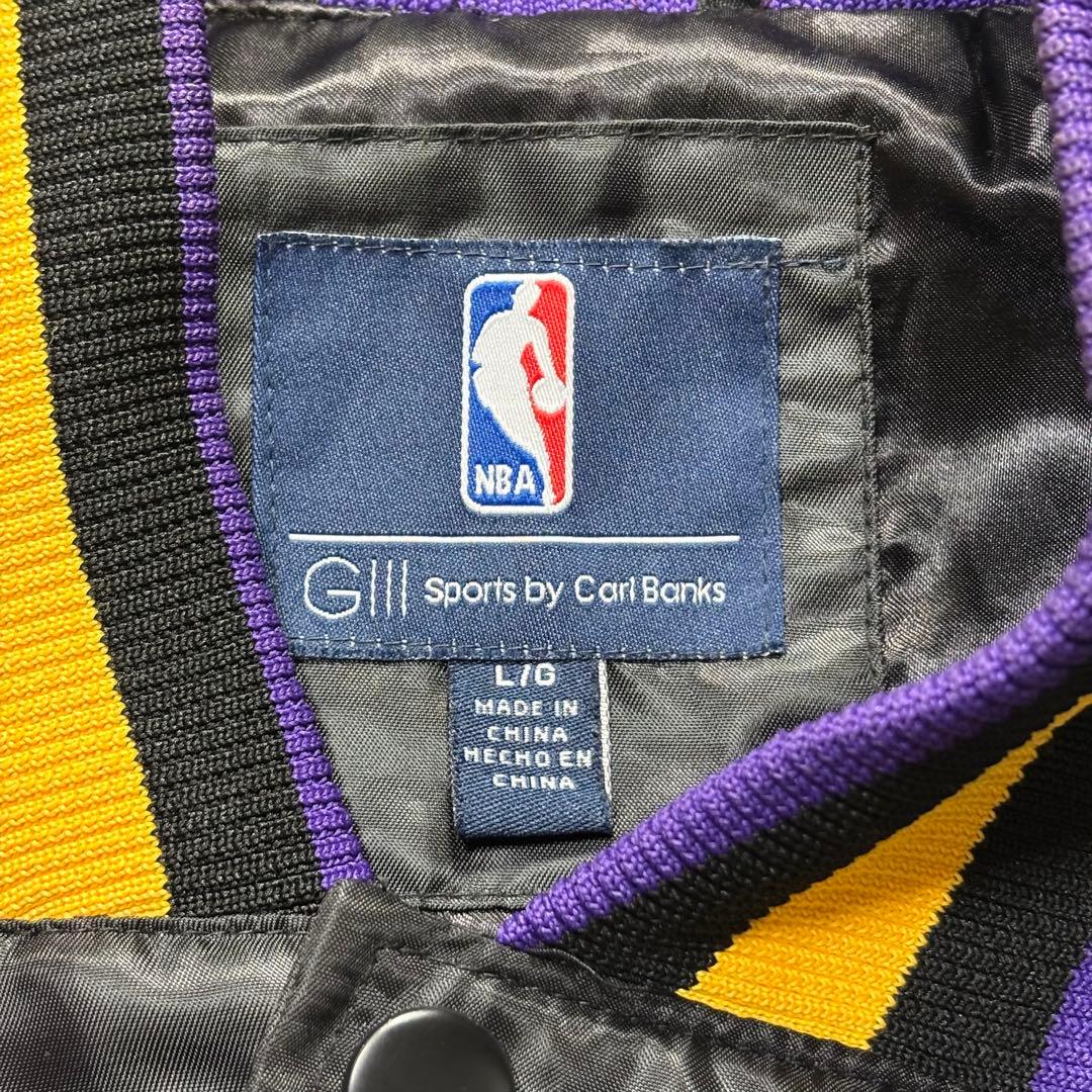 み様　NBA G-III LAKERS レイカーズ　スタジャン　デカロゴ　黒　L