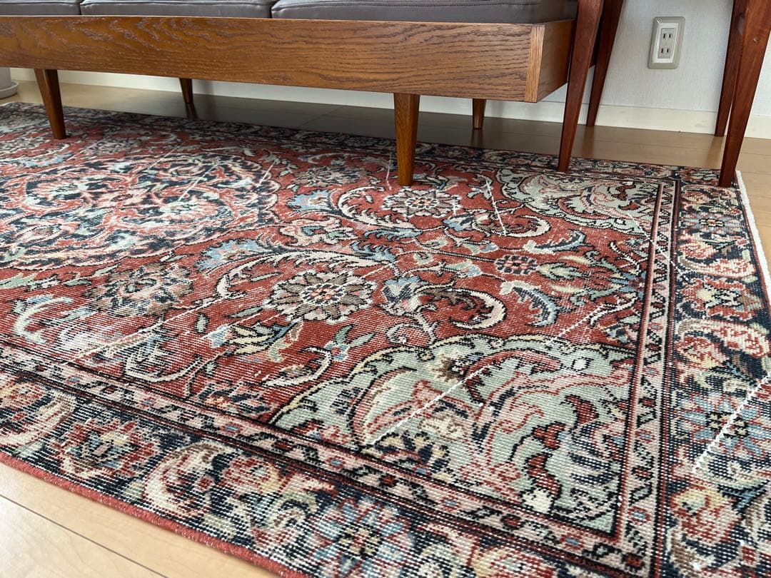 【Nica】トルコヴィンテージラグ　ブラウンレッド