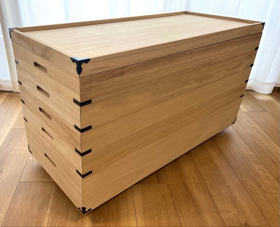 桐の衣装・着物収納用箱　5段＋蓋　キャスター付き　即購入OK