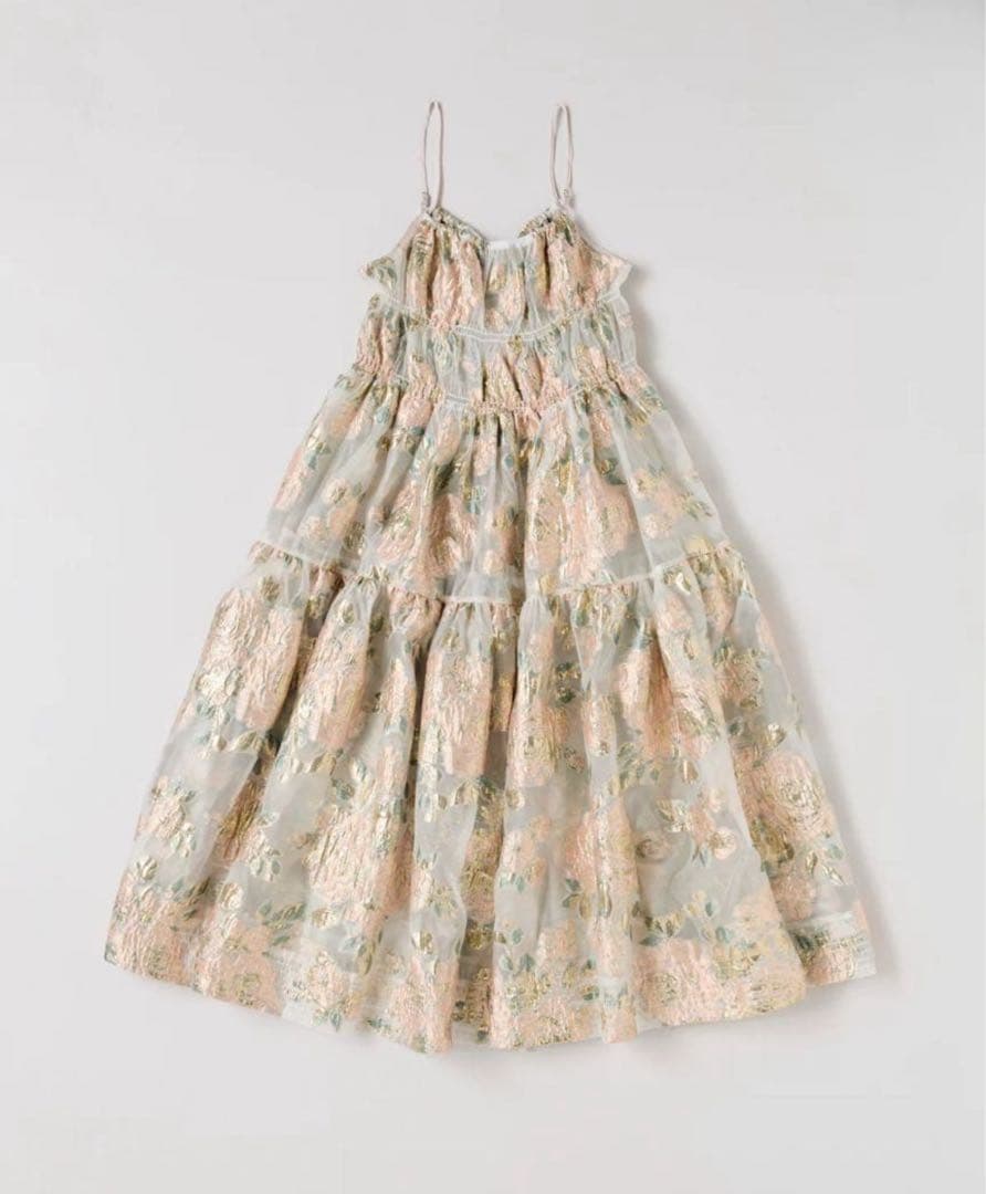 ワンピース POPPY PINK GOLD JACQUARD CAMI DRESS