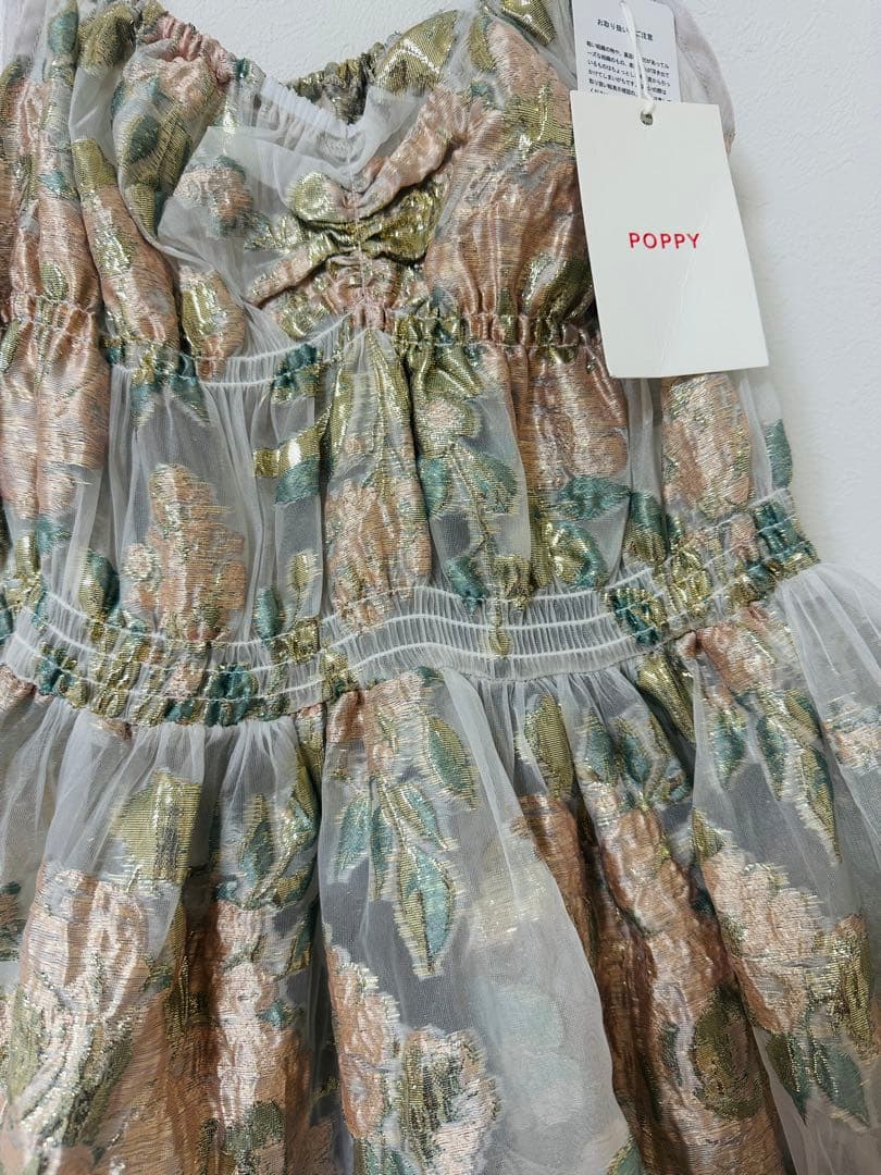 ワンピース POPPY PINK GOLD JACQUARD CAMI DRESS