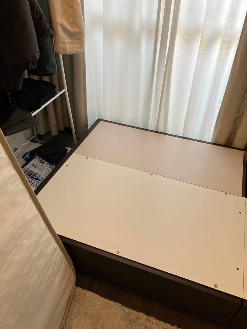 NITORI ベッドフレームシングル・ダークブラウン色 収納2口＋コンセント付き