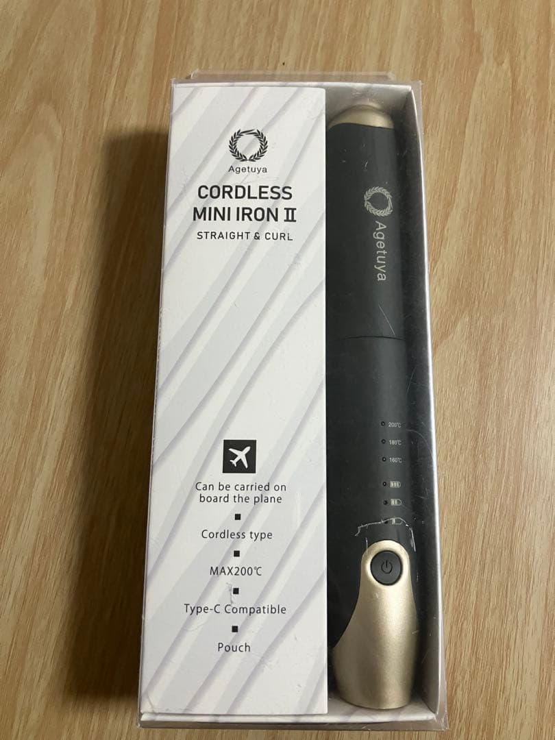 アゲツヤ　コードレス　ミニ　ヘア　アイロン ストレート　ag-0004-g
