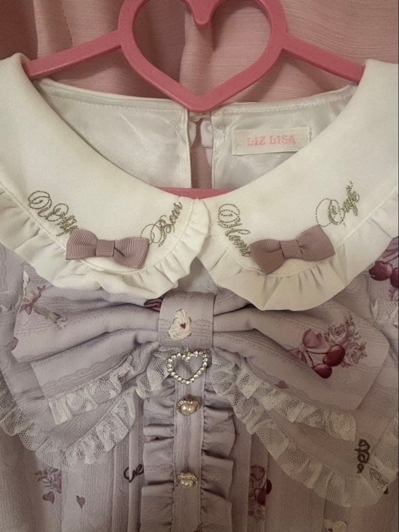 LIZLISA Whip Bear  Cafe柄ワンピース ピンク