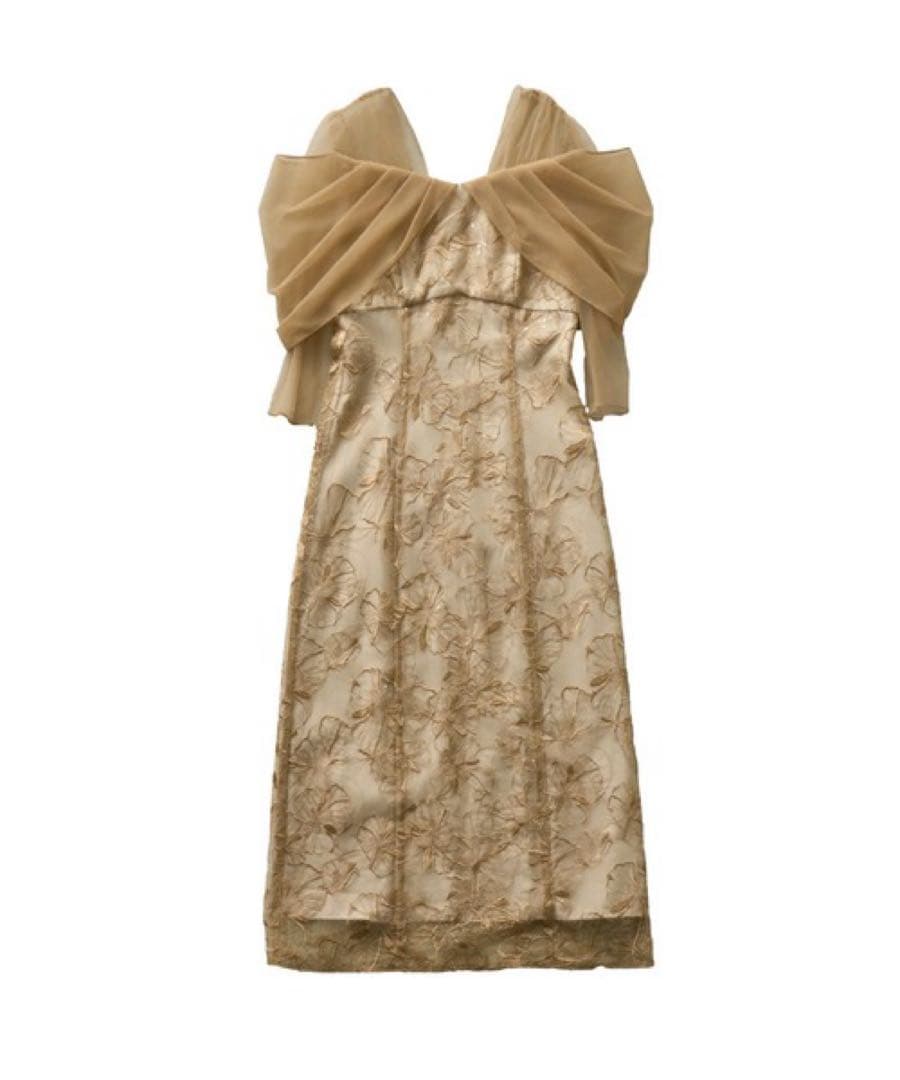 ANDRESD チュールドレープスパンコールドレス 新品 Lサイズ イエロー