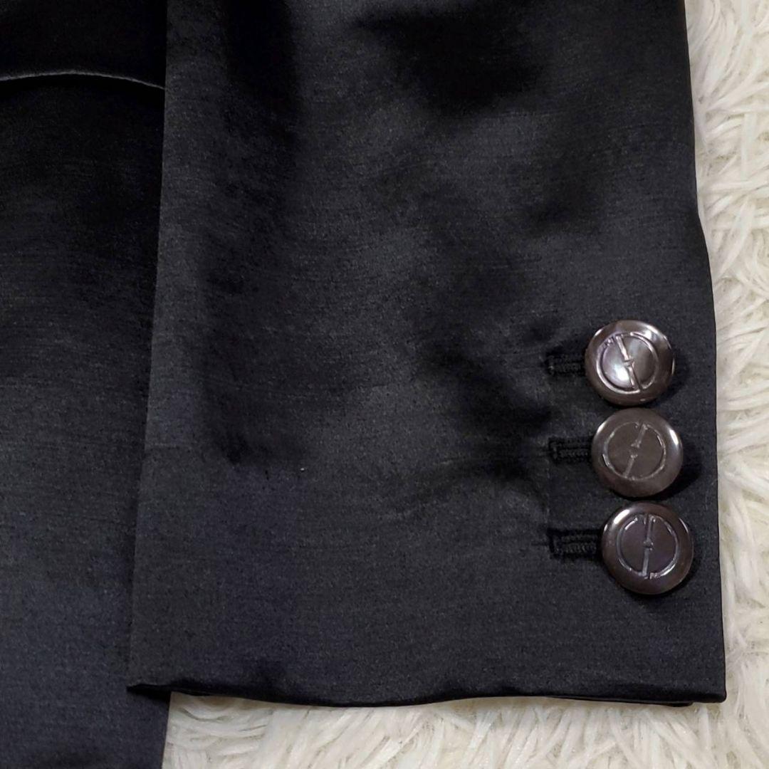 美品 L グッチ シルク ウール スカートスーツ 黒 イタリア製 40 肩パッド