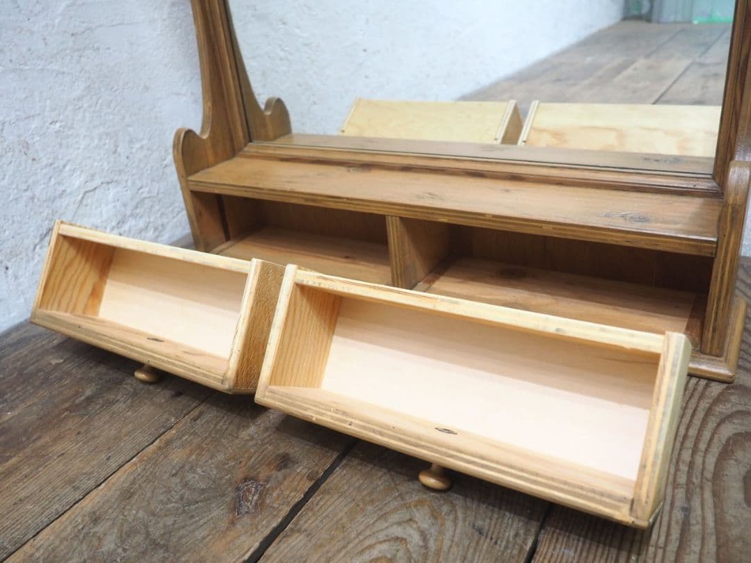 1105 カントリースタイル　スタンドミラー　鏡　姿見　収納棚　壁掛け　ウォール