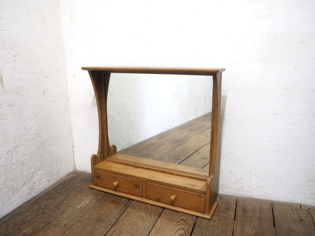 1105 カントリースタイル　スタンドミラー　鏡　姿見　収納棚　壁掛け　ウォール