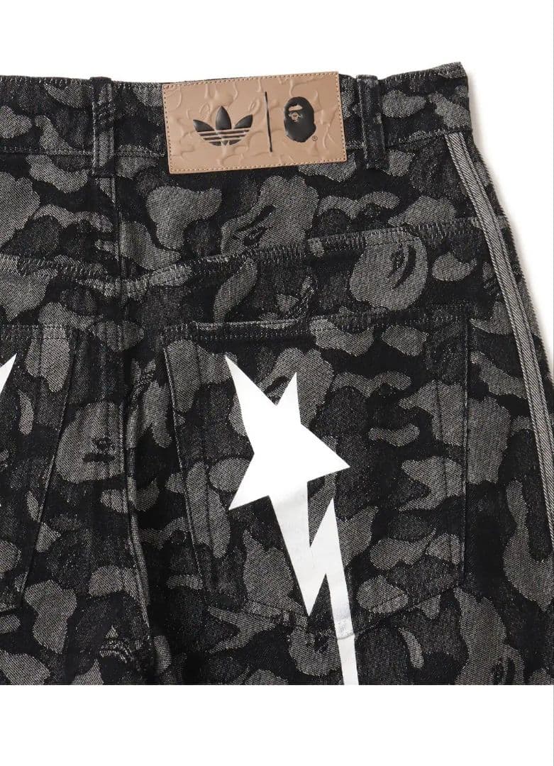 adidas SHARK DENIM JORTS BAPE ブラック